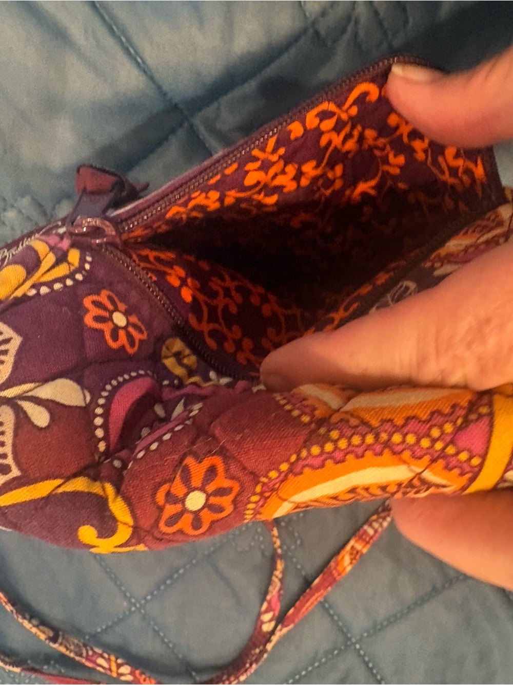 Vera Bradley Mini Hipster Purple, Pink and Orange Quilted Crossbody Bag - Picture 3 of 6